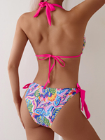 Bikini deux pièces sexy à fleurs en métal personnalisé par le fabricant, maillot de bain triangle à bretelles, maillot de bain pour femmes avec lien latéral