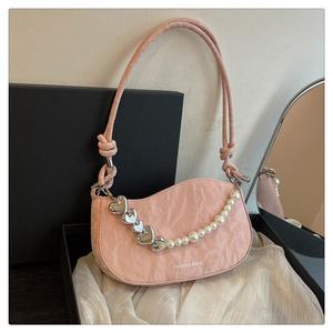 Bolso de Hombro de Lujo para Mujer con Cadena de Perlas en Forma de Corazón, Bolso de Axila con Cierre de Cremallera, Duradero, Portátil e Impermeable - Product Image 5