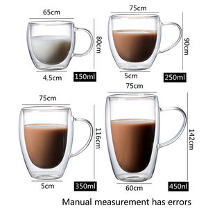 Taza de vidrio de doble pared, tazas de café, té resistente, <span class=keywords><strong>cerveza</strong></span>, leche, jugo de limón, taza para beber, tazas de regalo, tazas de vidrio para café - Product Image 5