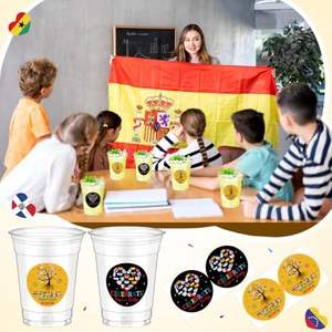 50 juegos a granel de vasos de plástico desechables de 12 oz con pegatinas decorativas del Mes DE <span class=keywords><strong>LA</strong></span> Herencia Hispana para fiestas españolas de América <span class=keywords><strong>Latina</strong></span> - Product Image 4