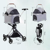 Poussette pliable confortable à double entrée pour animaux de compagnie, 4 roues, avec poignée réglable et bandes réfléchissantes, pour petits animaux, prix d'usine