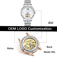 Montre Homme Automatique Mécanique Squelette en Acier Inoxydable Résistante à l'Eau, Style ODM/OEM, Vente en Gros et en Vrac