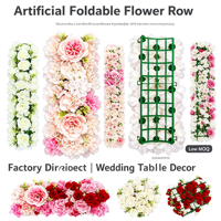 Guirlande de fleurs artificielles en soie pour allée de mariage, chemin de table, toile de fond de banquet, décoration murale et aménagement de lieux de fête