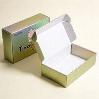 Boîtes d'emballage en papier pour glaces et bâtonnets glacés holographiques en gros, personnalisables avec logo