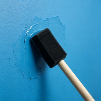 Pinceau à peinture en mousse de 1 pouce avec manche en bois, léger, durable et idéal pour les acryliques, les teintures, les vernis, l'artisanat et l'art