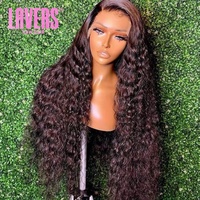 Wig Rambut Asli Manusia 100% Brasil, Model Raw Burmese Virgin Lace Front, Kutikula Tersusun Rapi, Wig Keriting Panjang, Wig HD Lace Frontal