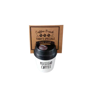 Porte-cartes en forme de tasse à café, organisateur de bureau en bois blanc pour cartes de visite, notes, support pour mémos - Product Image 5