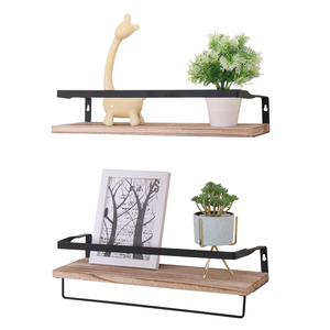 Floating <b>Shelves</b> Set Of 2 Wall Mounted Wood And Metal Bracket <b>For</b> Bedroom Living Room <b>Kitchen</b> Bathroom Display <b>Shelves</b> - Product Image 1