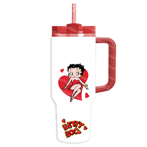 Taza aislada al vacío de acero inoxidable 304 de doble capa personalizada de dibujos animados de <span class=keywords><strong>Betty</strong></span> con pajita de mano nuevo diseño taza de coche de regalo de negocios - Product Image 2