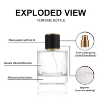 Botol parfum kaca mewah 60ml 100ml botol semprot kaca bulat kosong dengan pompa tutup botol parfum kaca kustom
