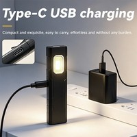 Mini linterna LED de 400mAh con 5 modos, luz de bolsillo COB recargable, lámpara de trabajo con Clip magnético, luz de emergencia EDC con carga tipo C