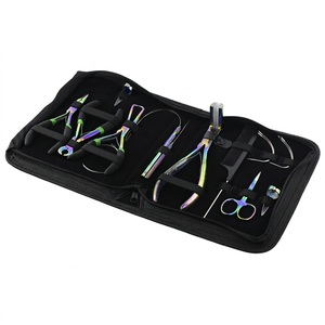 Kit d'outils de qualité pour extensions capillaires, comprenant 2 anneaux de tressage rapide, un dissolvant de colle à kératine pour bandes adhésives et une pince. - Product Image 1
