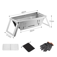 Barbecue pliable en acier inoxydable portable pour l'extérieur, installation rapide, lit à charbon réglable avec barbecue au charbon de bois