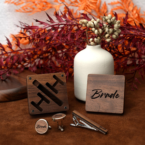 Scatola in Legno Massello di Noce Nero per <span class=keywords><strong>Gemelli</strong></span> e Fermacravatte, Set Regalo per Uomo, Ideale per Viaggi, Anniversari e Compleanni - Product Image 3