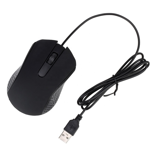 Black Color Optical Office Computer Mouse 3-Button USB Wired Gaming Mice for PC Laptop Notebook