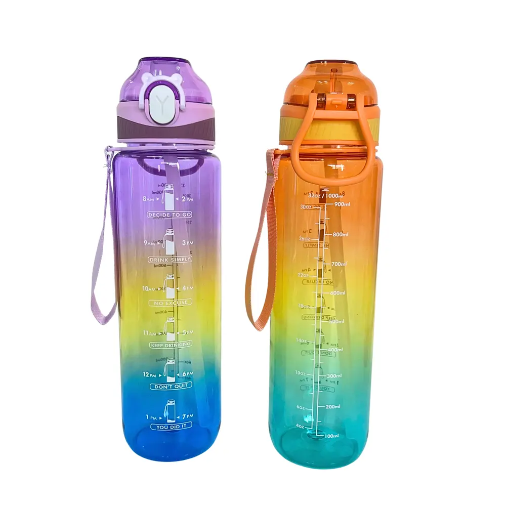Umwelt freundliche Produkte 1 Liter farbwechsel nde Plastik wasser flasche Sport Fitness-Studio mit benutzer definierten Logo