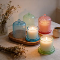 Nouvelle Arrivée Bougies Parfumées pour la Maison en Verre Cloche Vanille Sauge Bergamote Ambre avec Couvercles en Dôme pour la Décoration de la Maison et des Hôtels