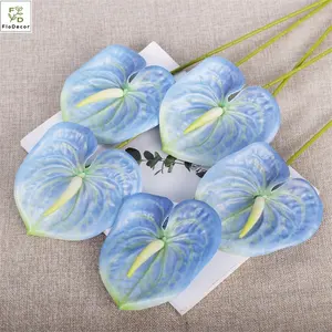 Großhandel künstliche Kunststoff Anthurium Blumen Real Touch Pflanze für zu Hause Hochzeits feier Dekoration Tisch zentren Stück