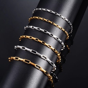 Pulsera de Cadena de Acero Inoxidable, Chapada en Oro, Tono Plateado, Diseño Clásico de Eslabones, Joyería Unisex, Pulseras Geométricas de Metal - Product Image 6