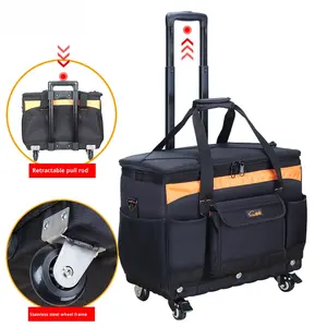 Grande boîte à outils roulante multifonctionnelle Sac en tissu Oxford Réparation Après-vente Sac d'électricien Fermeture éclair Sac à outils à bandoulière unique - Product Image 3