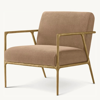 Sillón de Lujo Moderno Nórdico de Alta Gama, Sofá con Estructura de Metal Forjado a Mano, Tapizado, para Comedor