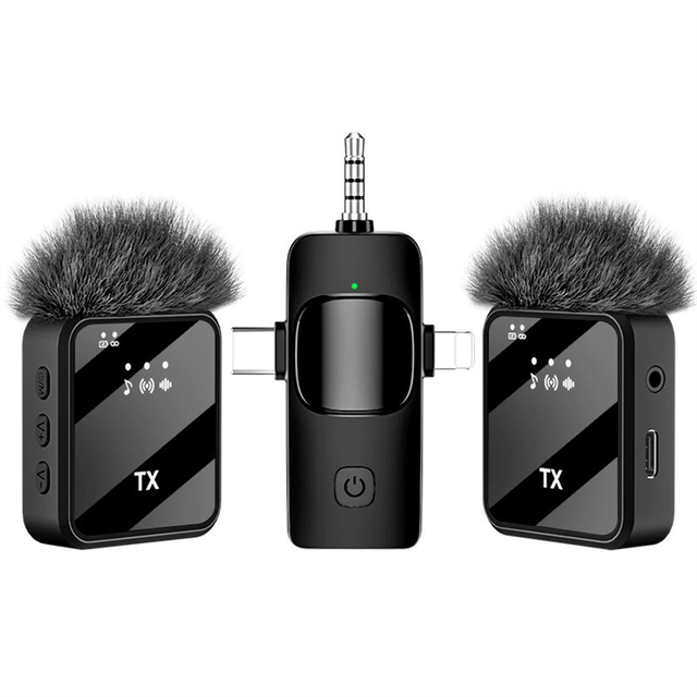 F11 3in1 Design Wireless Lavalier Microphone Type-C Charging Portable Podcast Microphone Noise Canceling Clip on