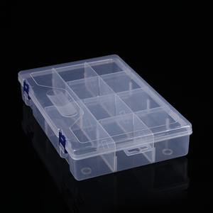 Caja de almacenamiento de plástico transparente con 10 compartimentos y tapa para joyería, herramientas de papelería y piezas pequeñas, caja organizadora de 29,7x19,7x5,8 cm - Product Image 3