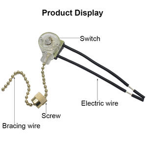 Interrupteur de ventilateur de plafond Zing Ear ZE-109 à deux fils avec cordons de traction pour ventilateurs, commande par chaîne de traction, remplacement marche/arrêt - Product Image 3