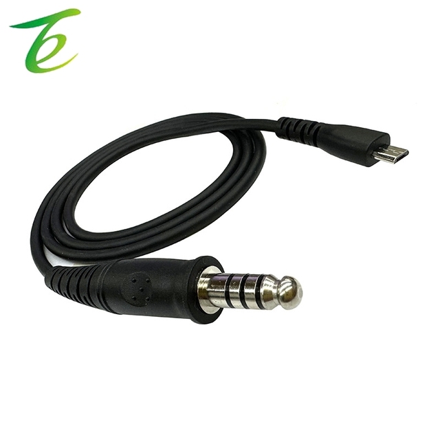 7.1 4 to Type-C Helicopter Exploration Intercom Headphones Racing Audio Equipment Black Extension Cable
