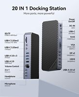 Base de Conexión ORICO 20 en 1, 10Gbps Tipo C, 4K para DP, VGA, Audio, Puertos USB-A de 5Gbps, Soporte para Múltiples Pantallas y Ethernet
