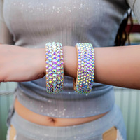 Danseuse danse du ventre bijoux 3D verre bras anneau avec diamant ouverture Flatback lâche strass bracelet pour la performance
