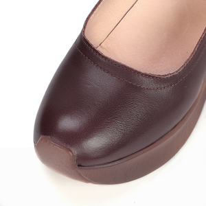 Sandalias de cuña de piel de vaca para mujer, calzado personalizado de moda, material de lujo, primera capa, piel auténtica, venta al por mayor - Product Image 3