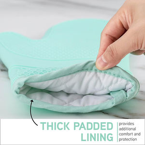 Yumuşak kapitone astar seti ile silikon fırın eldiveni takım 6 adet isıya dayanıklı eldiven 2 fırın eldiveni tutacak - Product Image 6