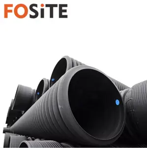 FOSITE Sn8 300Mm HDPE Dinding Ganda Pipa Bergelombang PE Pipa Drainase Dwc HDPE Plastik Pipa Culvert Harga