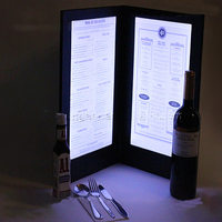 Porte-menu en cuir de haute qualité pour restaurant, éclairé par LED