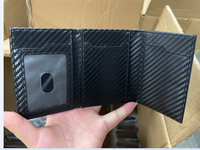 Tempat kartu kulit Pu magnetis pemblokir RFID dompet penyimpan kartu Visa Bank serat karbon dengan Magnet logam aluminium Bo grosir