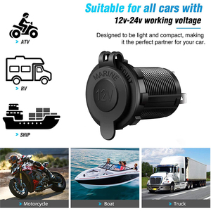 Toma de mechero de coche de 12V, Cargador <span class=keywords><strong>USB</strong></span>, adaptador de corriente, Salida para coche, barco, marino - Product Image 5