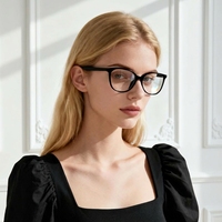 Monture de lunettes optiques unisexe ultra-légère en acétate, style œil de chat, avec verres correcteurs anti-lumière bleue en polycarbonate, personnalisable OEM/ODM