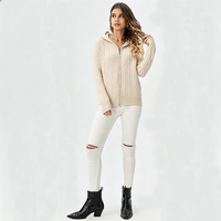 Damen-Kaschmirpullover mit Kapuze, verdickter Strick-Cardigan, einfarbig, lässige Oberbekleidung, Pullover, Suéteres De Mujer