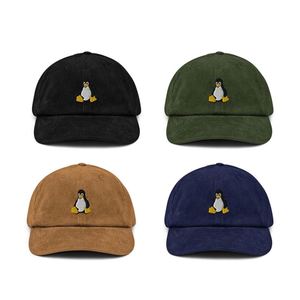 Casquette de baseball unisexe en sergé brodé motif pingouin, 6 panneaux, ajustée, style sportif urbain, haute qualité, originale, nouveautés, vente en gros - Product Image 1