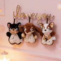 En gros, Pendentif en peluche chien aux grands yeux mignon pour décoration de sac, Poupées en peluche confortables, Jouets en peluche compagnons, Cadeaux