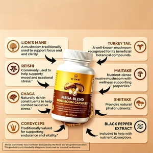 Cápsulas Orgánicas de Melena de León con Extractos de Reishi, Cola de Pavo, Cordyceps y Chaga, Mejoran la Resistencia, la Vitalidad y Combaten la Fatiga - Product Image 4