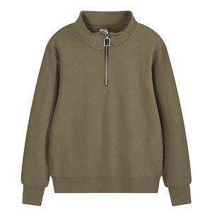 Sudadera con media cremallera de algodón perlado de 370 g, cuello alto, estampado de moda, logotipo personalizado bordado, para hombre y mujer, venta al por mayor - Product Image 5