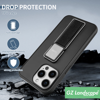 Couverture de téléphone portable d'affaires béquille pliable à 2 angles porte-doigt élastique personnalisé étuis de téléphone portable antichoc pour iphone