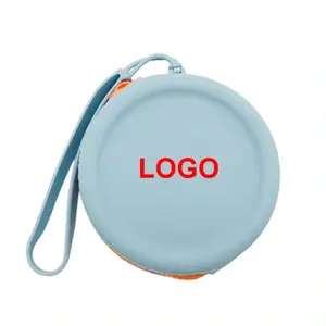 Bolsa de silicone para cães, bolsa de silicone portátil colorida para treinamento ao ar livre com alça de pulso e zíper, logotipo personalizado