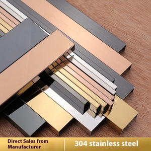 Thiế<span class=keywords><strong>t</strong></span> kế hiện đại TV nền <span class=keywords><strong>t</strong></span>ường trang trí dải thép đen hình chữ U mờ Trần rãnh 304 thép không gỉ mouldings - Product Image 2