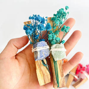 Palo Santo Smudge Bundles avec Bouquet de fleurs séchées Souffle de bébé Cristal naturel Cadeau spirituel pour la méditation de nettoyage énergétique - Product Image 5