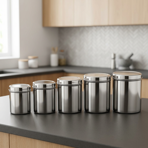 New Best Price Great Quality Stainless Steel Lid Tea Coffee Sugar Canisters <b>Containers</b> Airtight Eco-Friendly 1-3L Capacity - Product Image 2