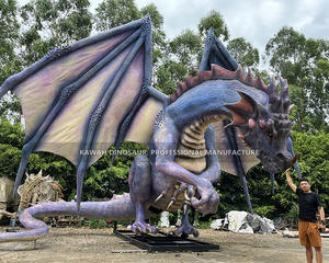 รูปปั้นมังกรยักษ์แบบสัมบูรณ์รูปปั้นมังกรไฟเบอร์กลาสเหมือนจริงตกแต่งสวนตามสั่ง - Product Image 2