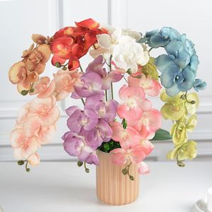 ดอกกล้วยไม้ฟาแลนนอปซิสประดิษฐ์ 8 ก้าน ดอกไม้ผ้าไหมเนื้อนุ่ม ตกแต่งบ้าน ตกแต่งงานแต่งงาน สำหรับการค้าต่างประเทศ - Product Image 1